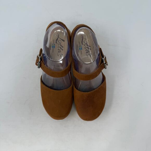 Lotta’s from Stockholm Clogs Size 37 Brown Leather Wood Heel Mary Jane Shoes - Picture 6 of 16